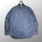 【極美品・タグ付】 KENNETH FIELD ケネスフィールド / CIGAR SHIRT シャンブレー トリプルステッチ チンストラップ マチ付 USA製 SIZE：L