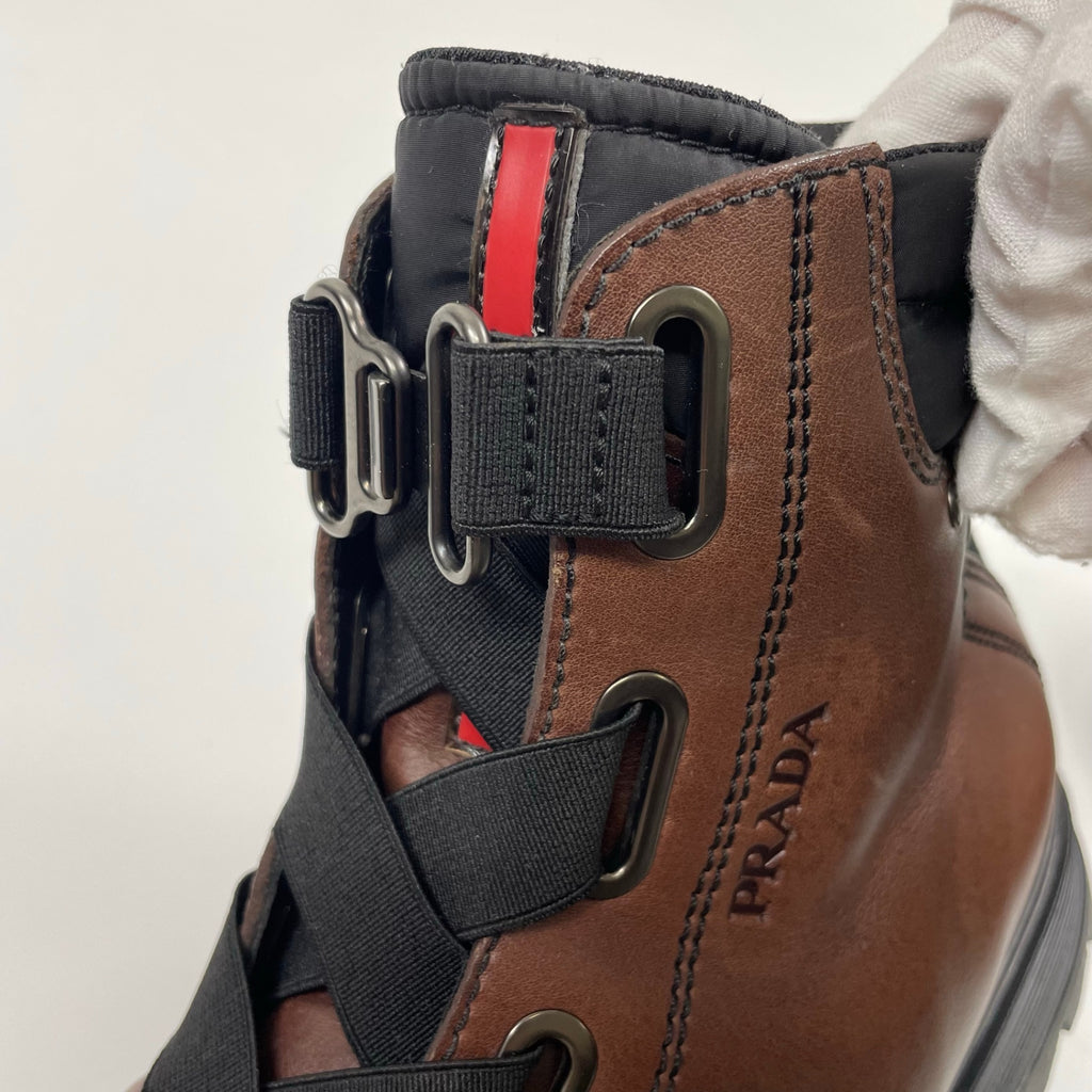 PRADA SPORT / テックレースレザーブーツ 極美品 SIZE:8