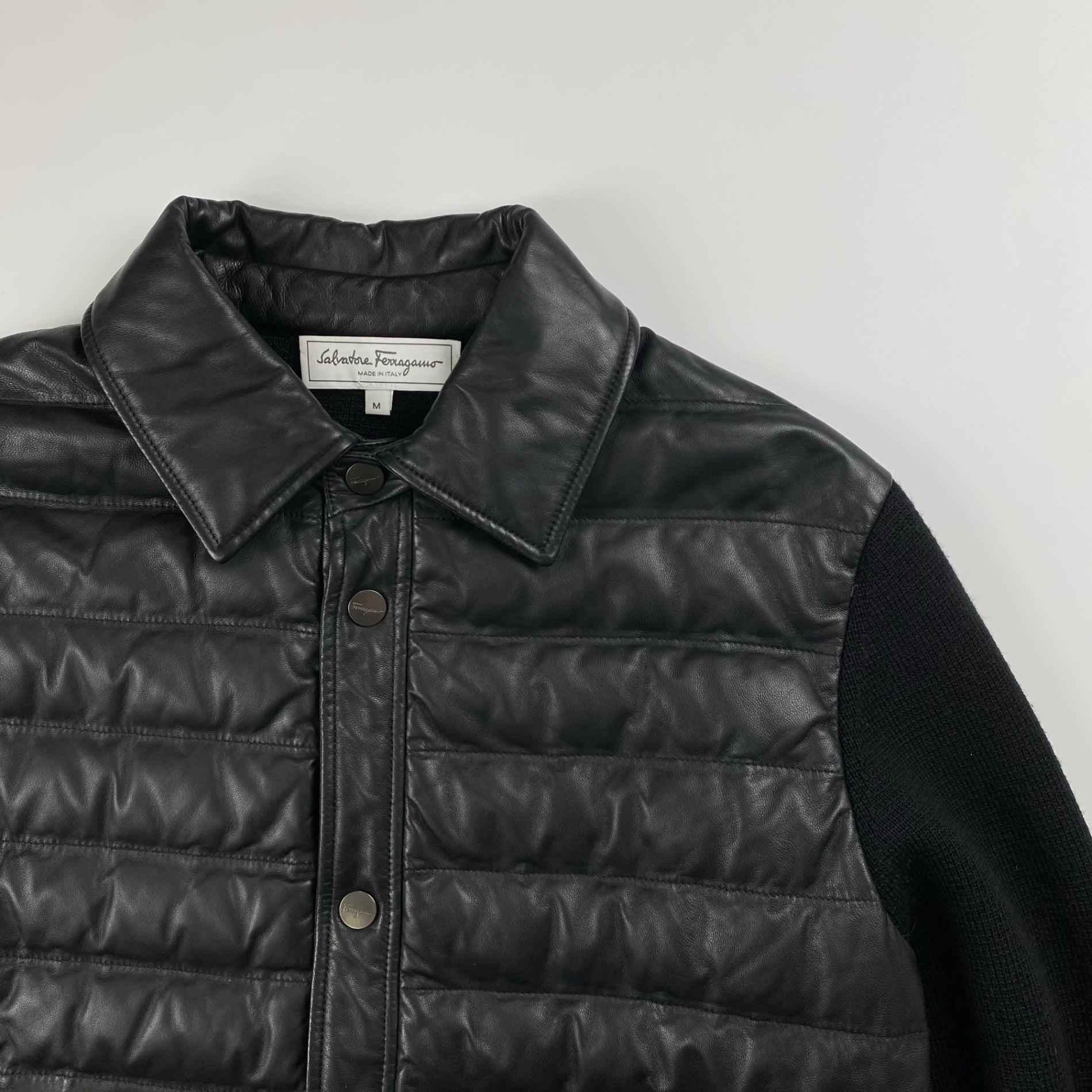 Salvatore Ferragamo サルバトーレ フェラガモ / レザー×ニット ジャケット ガンチーニ SIZE：M