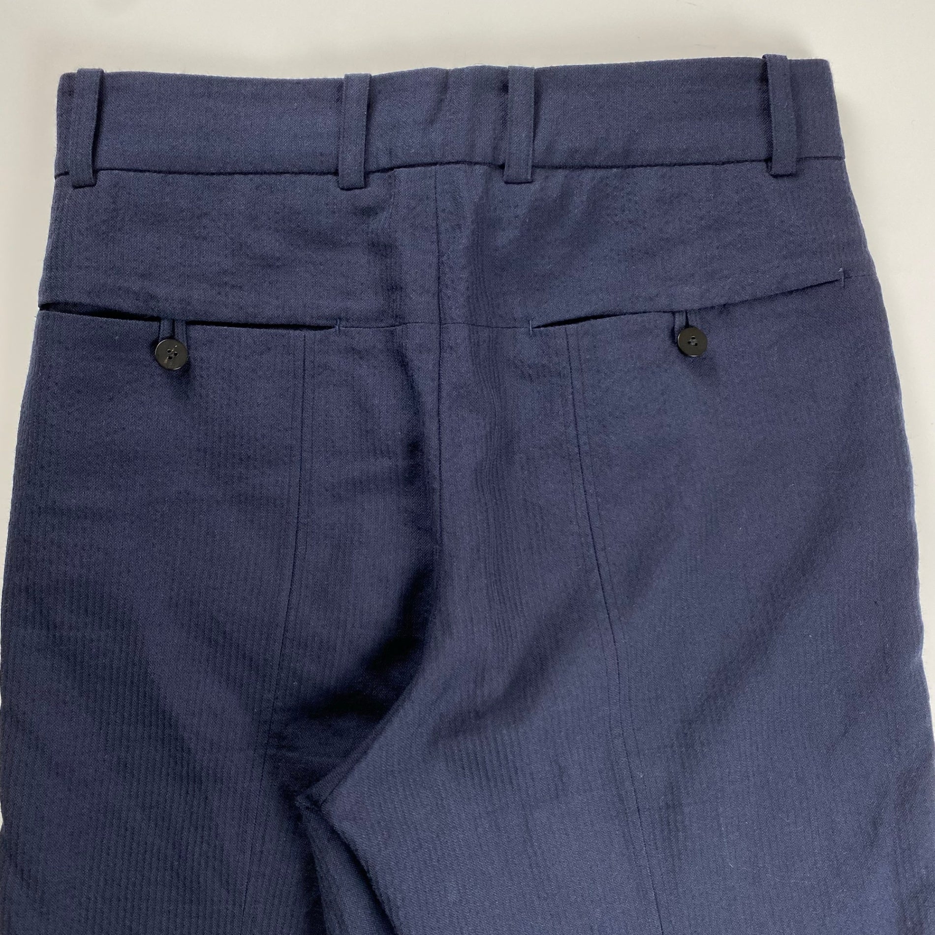 NOBUYUKI MATSUI ノブユキ マツイ / FRAMED PATTERN SLACKS スリット スラックス ネイビー 参考定価：56,000+tax SIZE:3(L程度)