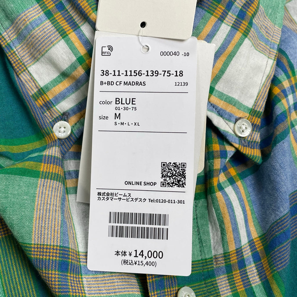 BEAMS PLUS ビームスプラス / BD MADRAS マドラスチェック ボタンダウンシャツ 参考定価：14,000+tax SIZE:M