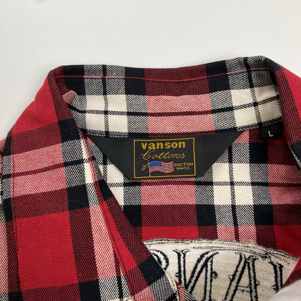 vanson × 「クローズ」武装戦線 バンソン / スカルクロスチェックシャツ T.F.O.A 未使用 参考定価：15,800+tax SIZE:L
