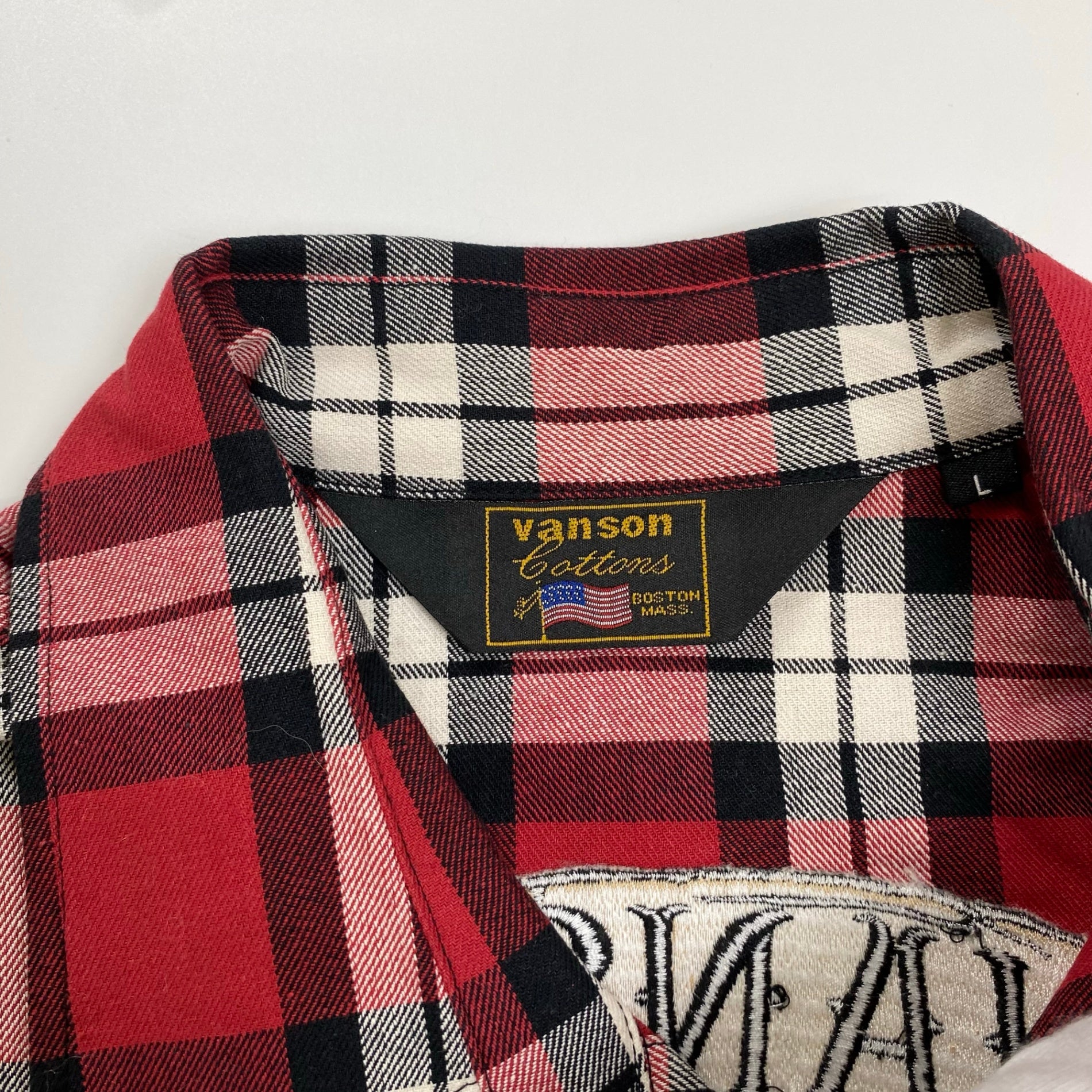 vanson × 「クローズ」武装戦線 バンソン / スカルクロスチェックシャツ T.F.O.A 未使用 参考定価：15,800+tax SIZE:L