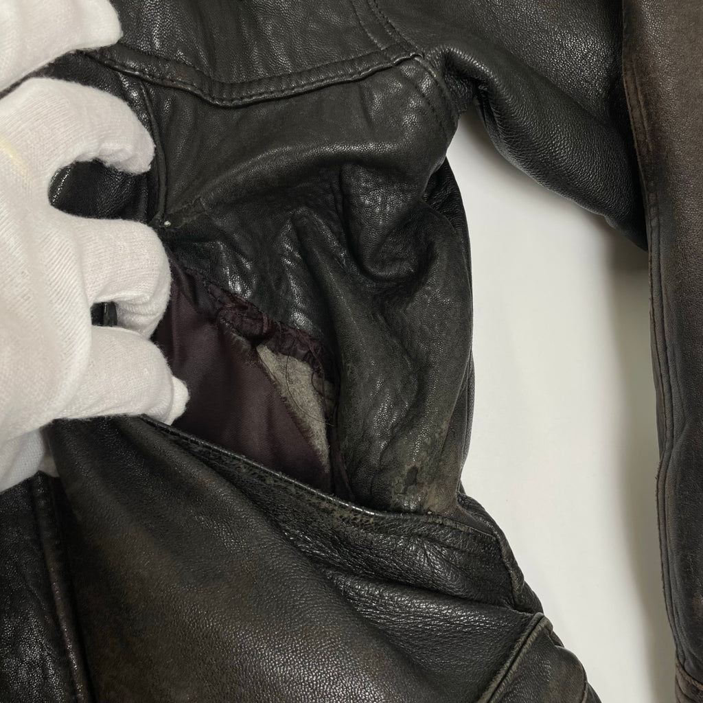 VINTAGE ヴィンテージ / レザーライダースジャケット 短丈 茶芯 SIZE:L