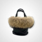 Leilian レリアン / レザー×ファーバケツバッグ ブラウン