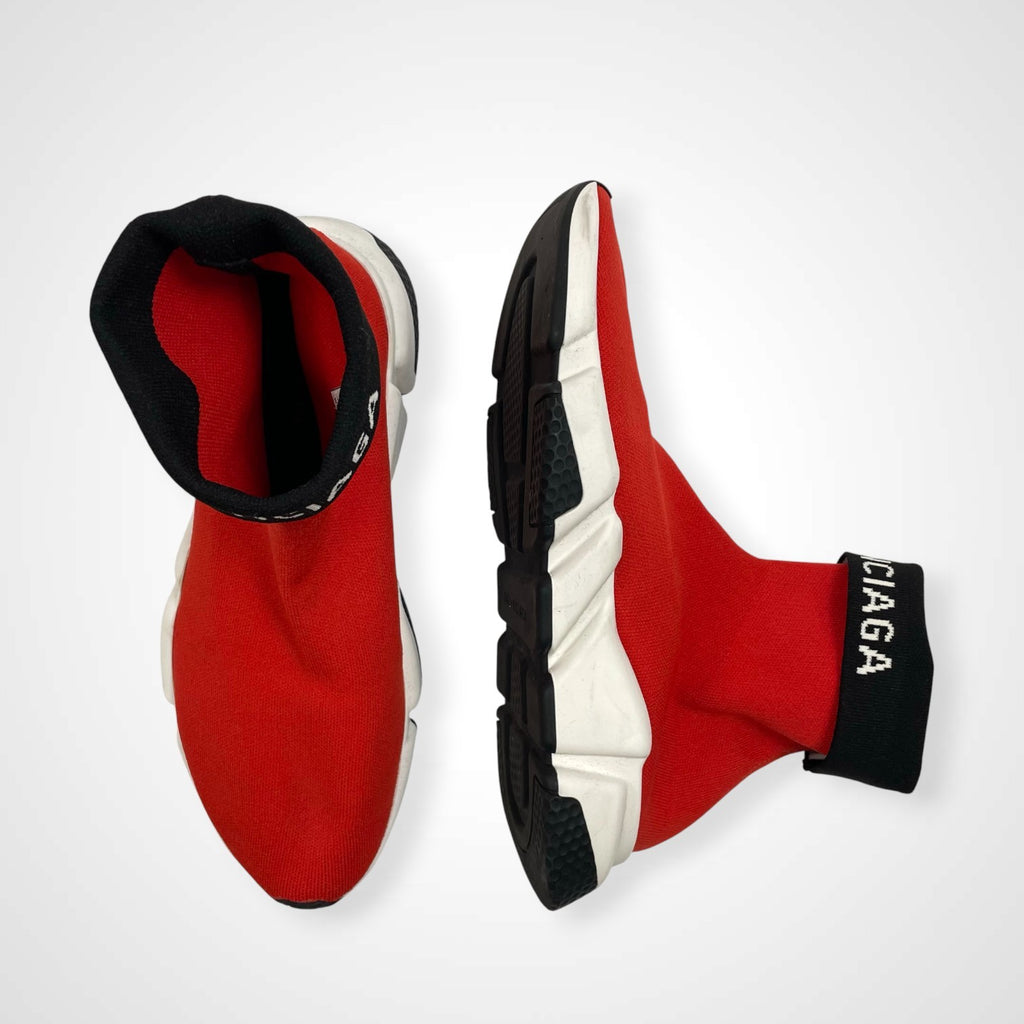 BALENCIAGA バレンシアガ / SPEED TRAINER CUFFED ロゴ レッド×ブラック 参考定価：130,000程度 SIZE:28.5