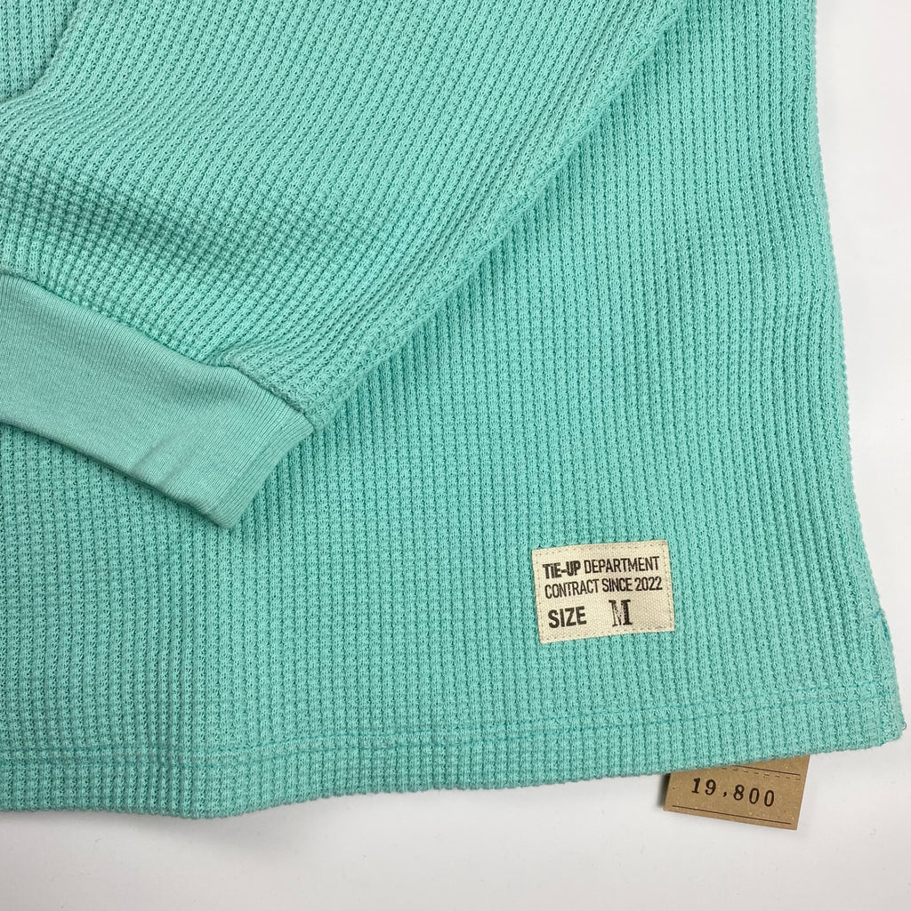 【タグ付・美品】 Tie-up タイアップ / WAFFLE BIG THERMAL サーマル ブルー コットン100％ 日本製 参考定価：18,000+tax SIZE:M