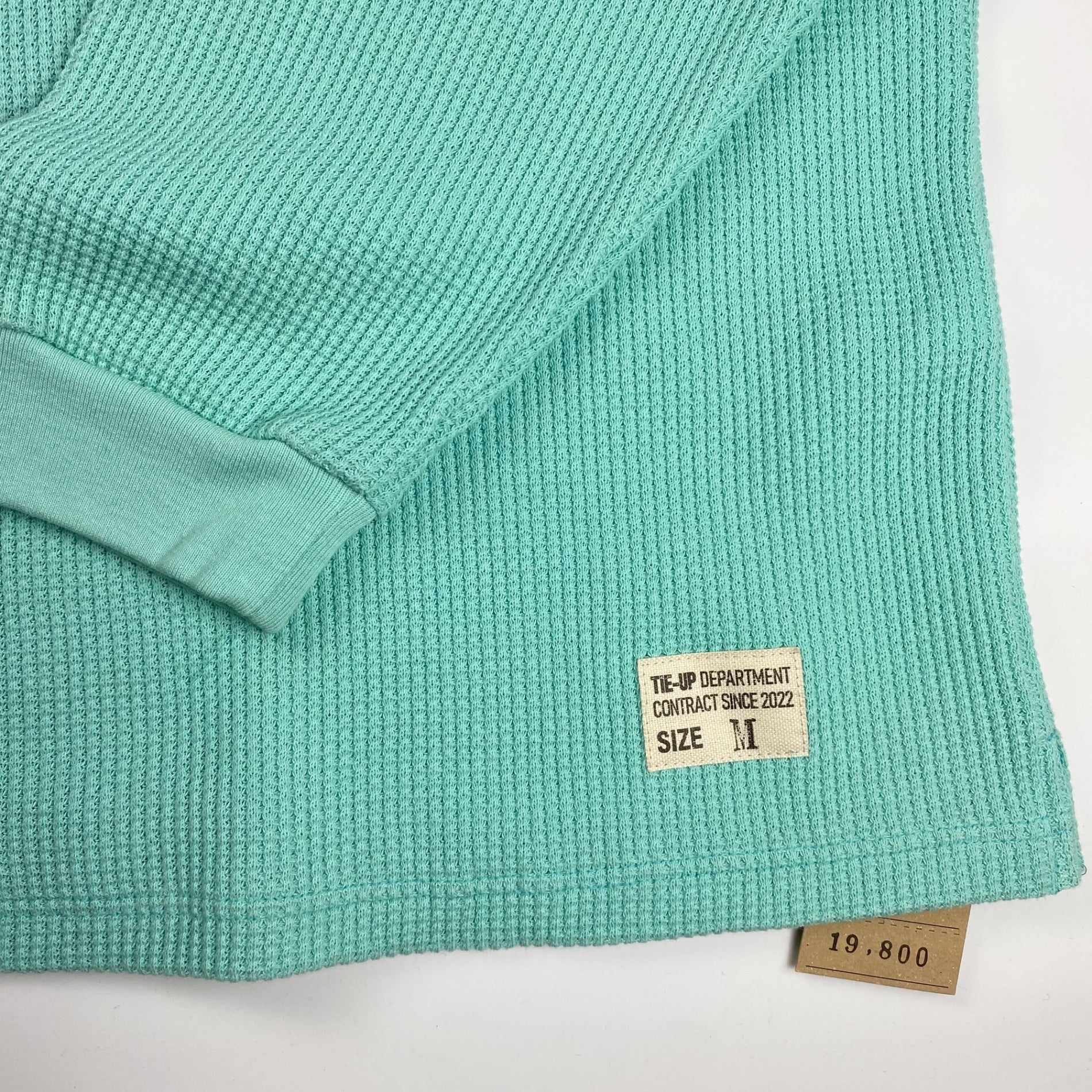 【タグ付・美品】 Tie-up タイアップ / WAFFLE BIG THERMAL サーマル ブルー コットン100％ 日本製 参考定価：18,000+tax SIZE:M