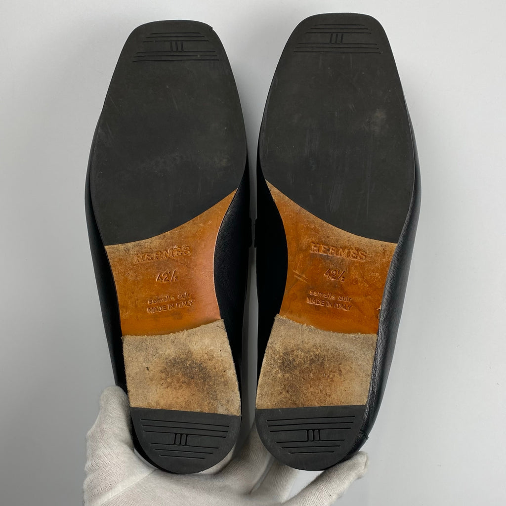 HERMES エルメス / ケリー バックル ローファー オールブラック SIZE:42 1/2(27cm程度)