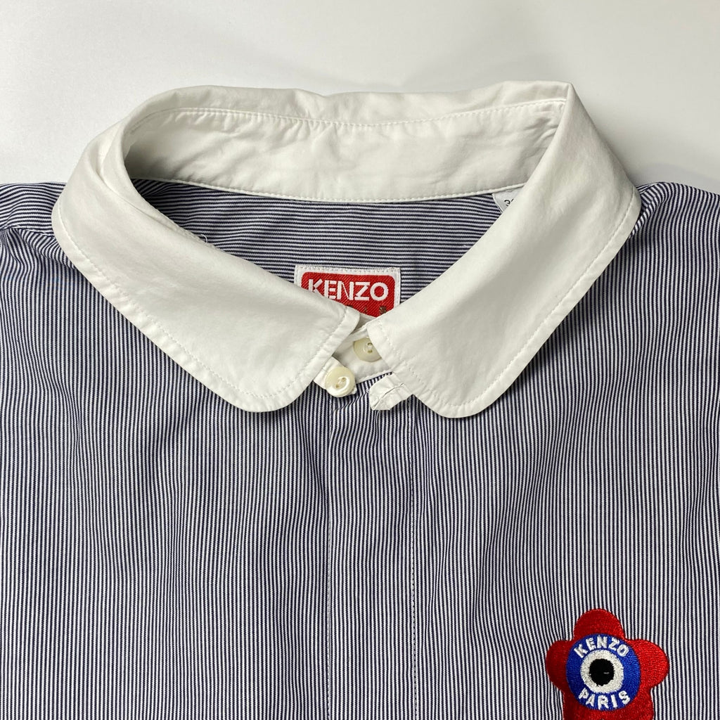 【正規代理店 鑑定済】 KENZO PARIS ケンゾーパリ / BOKE FLOWER ボケ フラワー シャツ クレリック タブカラー ストライプ 参考定価：60,000程度