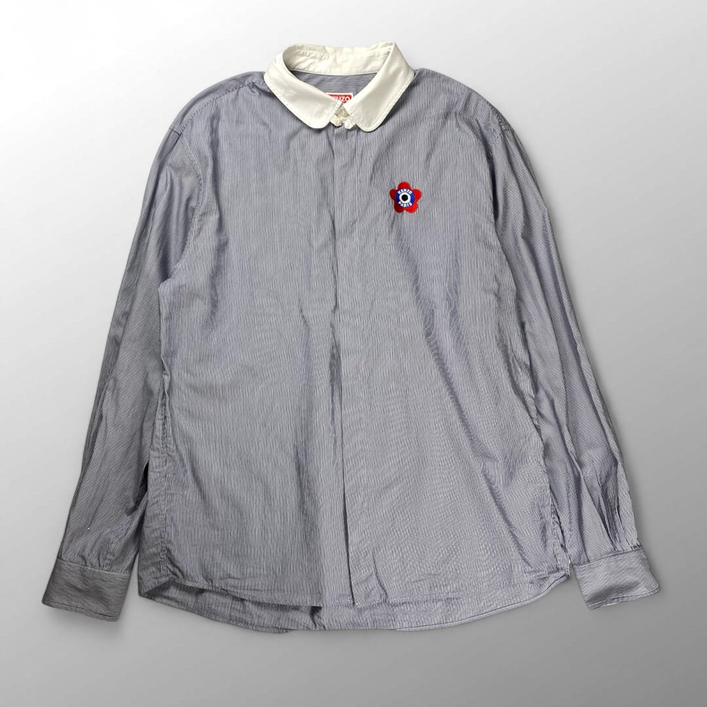 【正規代理店 鑑定済】 KENZO PARIS ケンゾーパリ / BOKE FLOWER ボケ フラワー シャツ クレリック タブカラー ストライプ 参考定価：60,000程度