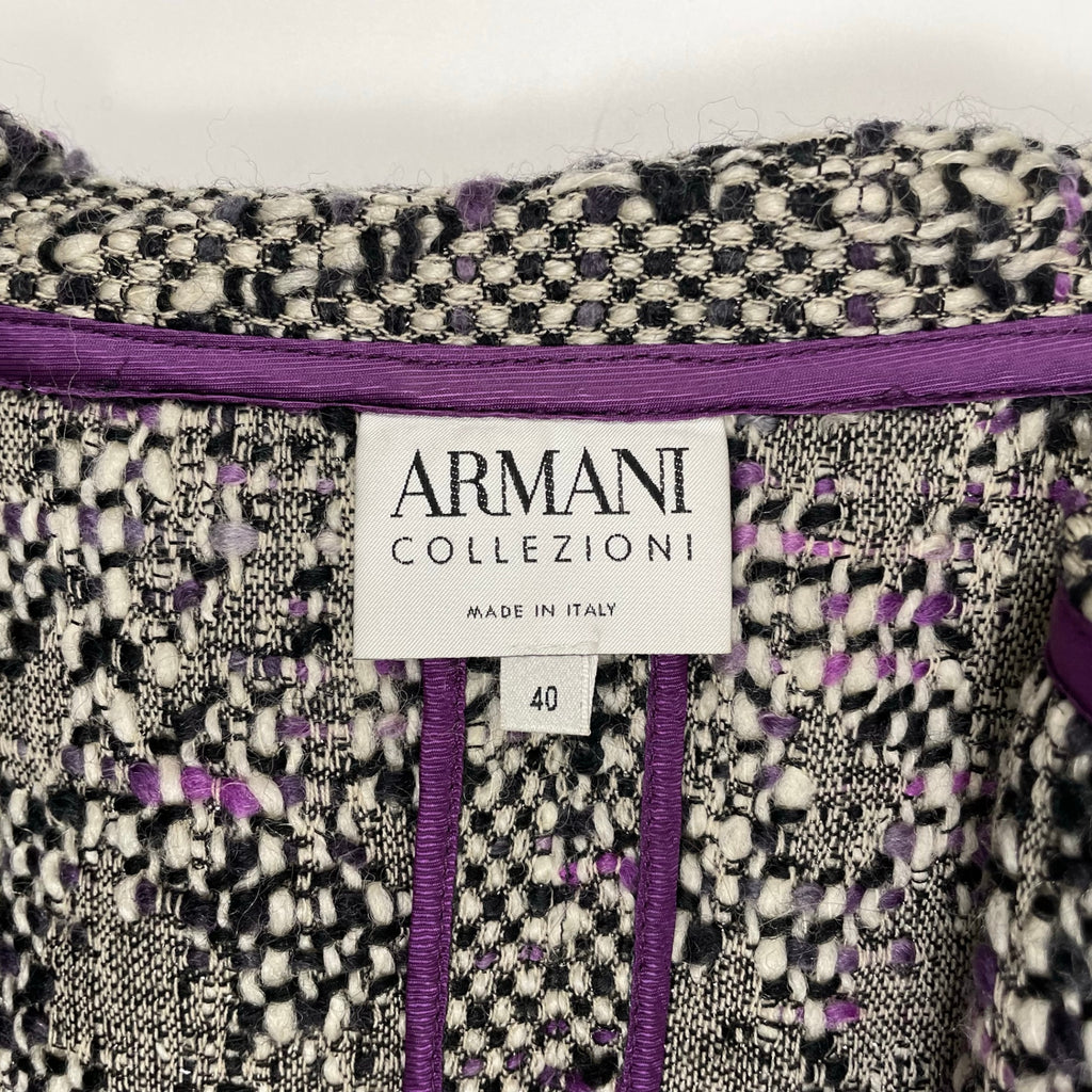 ARMANI COLLEZIONI アルマーニ コレッツォーニ / バージンウール ツイードビッグカラージャケット 参考定価：100,000程度 SIZE：40
