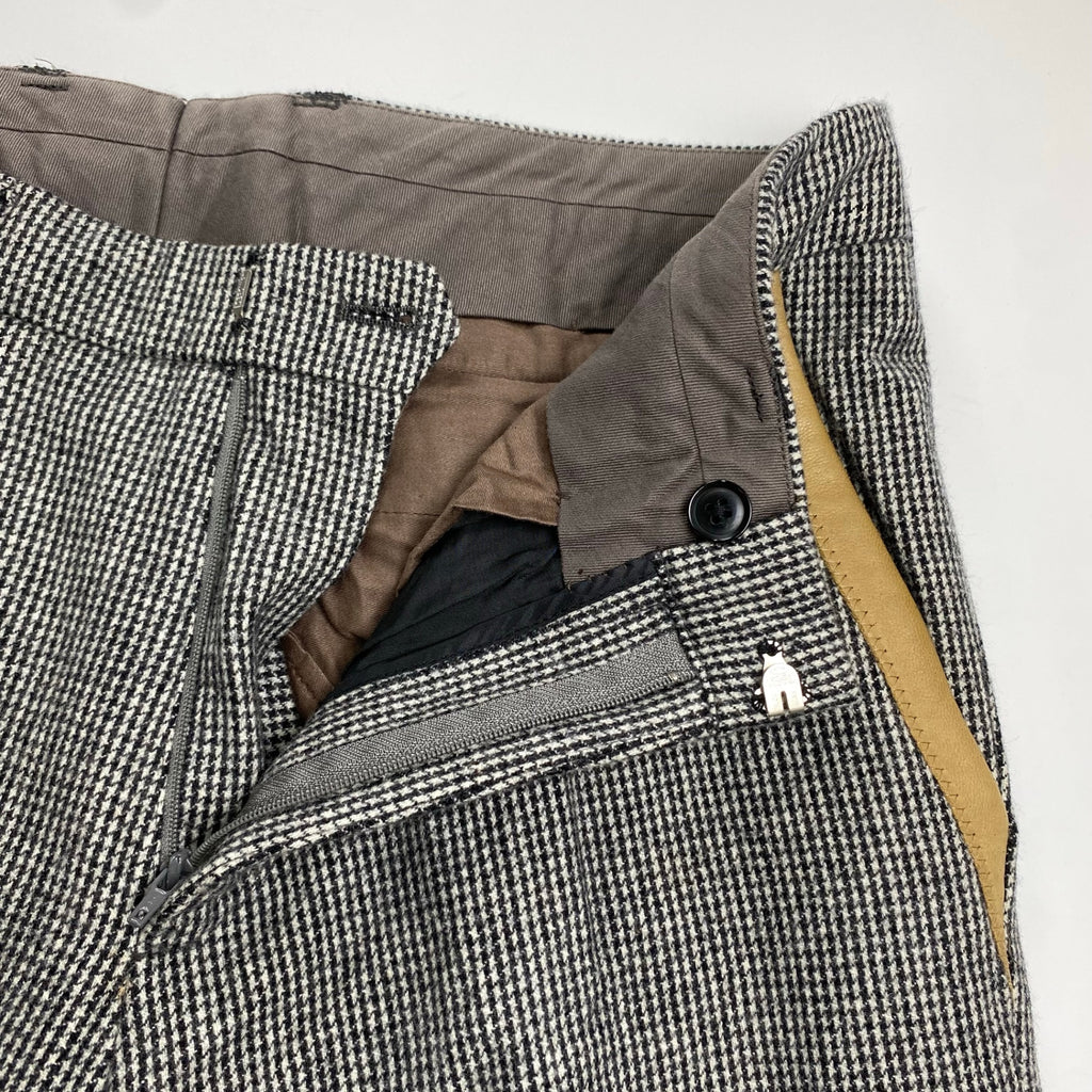 14AW kolor カラー / レザー切替 スラックス ハウンドトゥース グレー SIZE：1