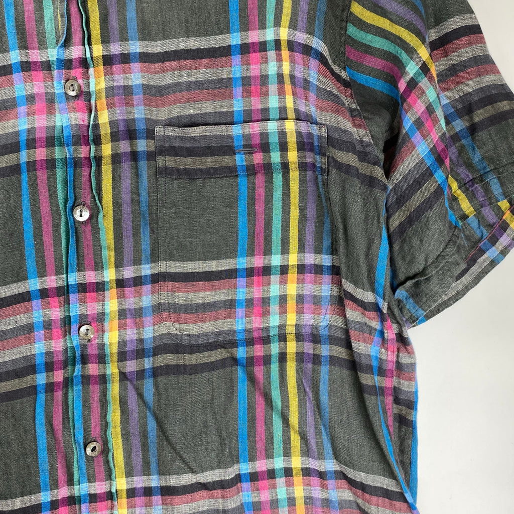 VINTAGE LANVIN PARIS ランバン パリ / リネン100％ チェック柄 ヴィンテージ シャツ MADE IN ITALY SIZE：L