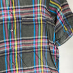 VINTAGE LANVIN PARIS ランバン パリ / リネン100％ チェック柄 ヴィンテージ シャツ MADE IN ITALY SIZE：L