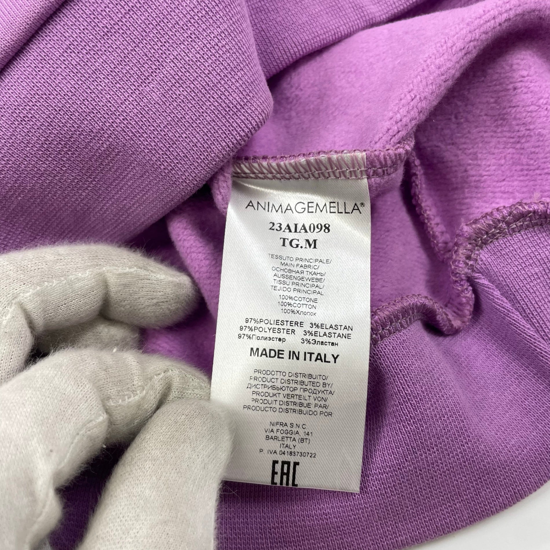 ANIMAGEMELLA / ツイード切替スウェット 未使用品 参考定価：23,000+tax SIZE:M