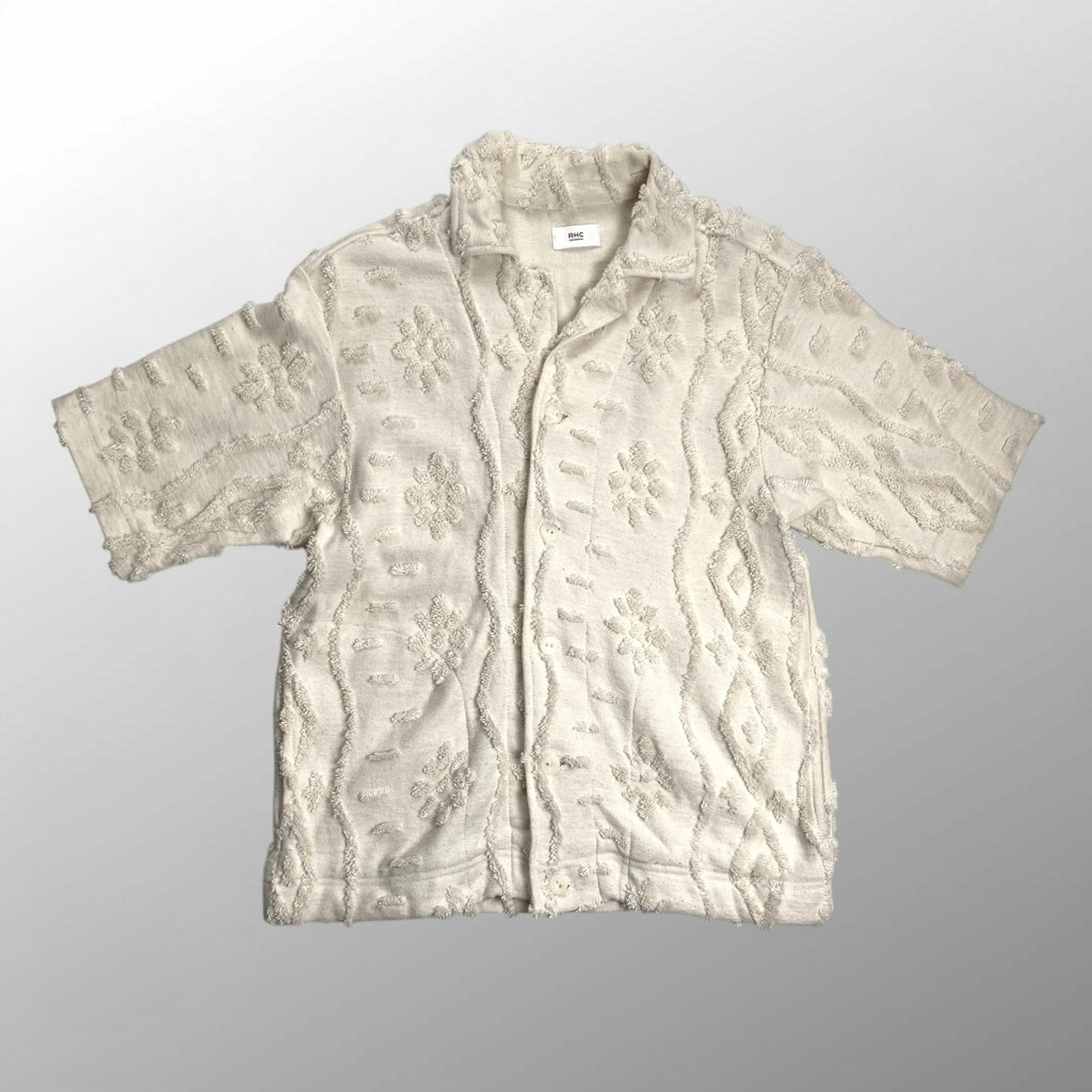 RHC ron herman classics ロンハーマンクラシック / フラワー ジャガードシャツ オープンカラー ホワイト SIZE:XS