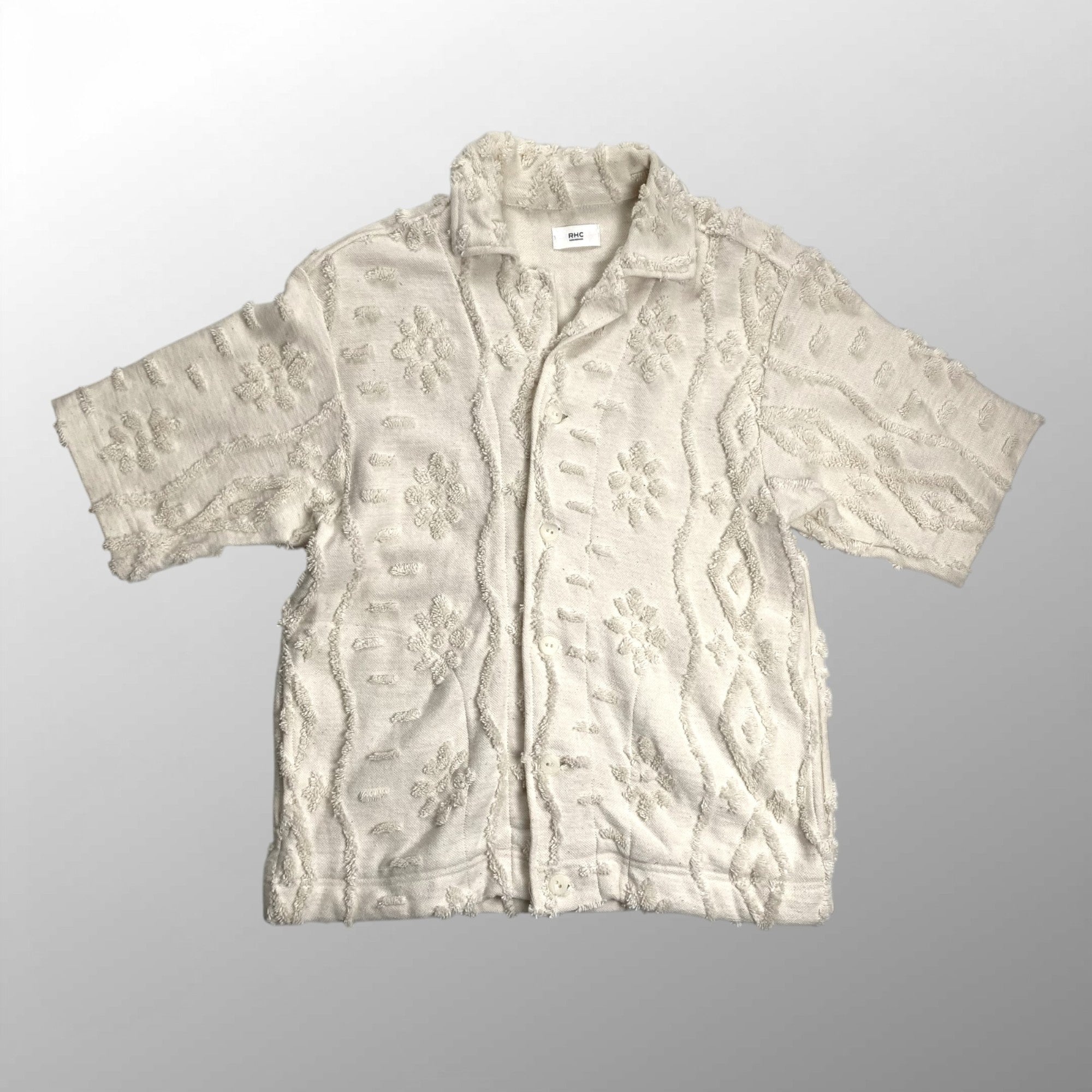 RHC ron herman classics ロンハーマンクラシック / フラワー ジャガードシャツ オープンカラー ホワイト SIZE:XS