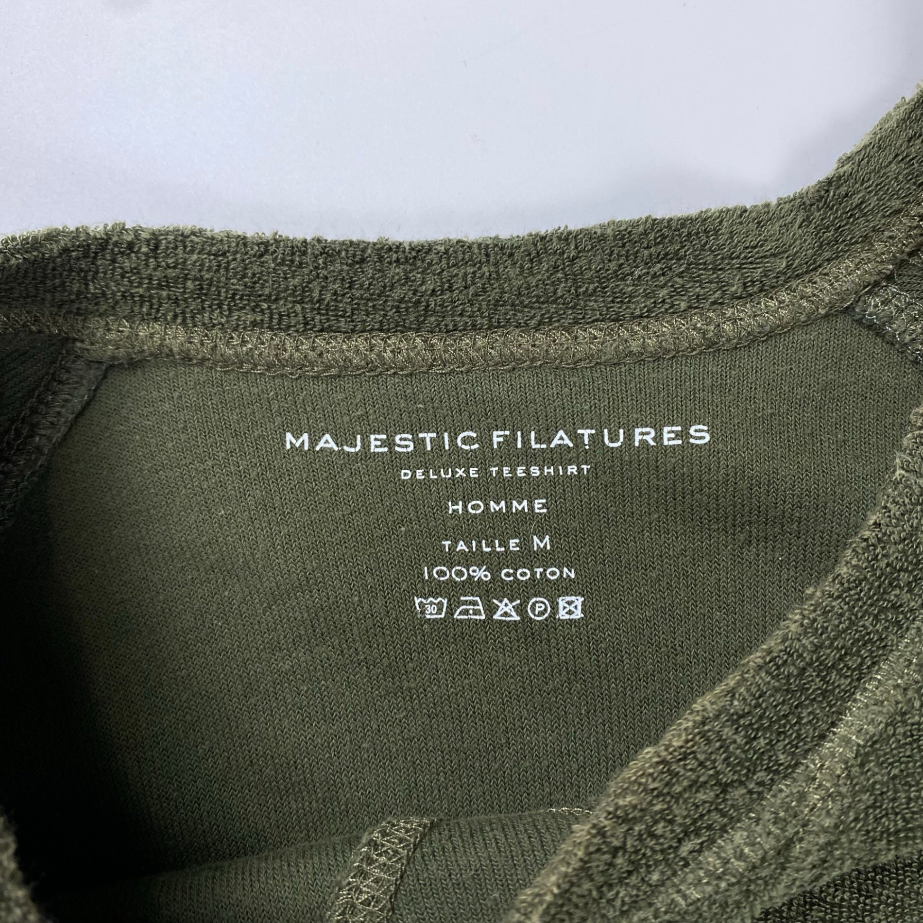 MAJESTIC FILATURES マジェスティックフィラチュール / パイルジャージーラグランTシャツ ポルトガル製 カーキ 参考定価：8,500+tax SIZE:M