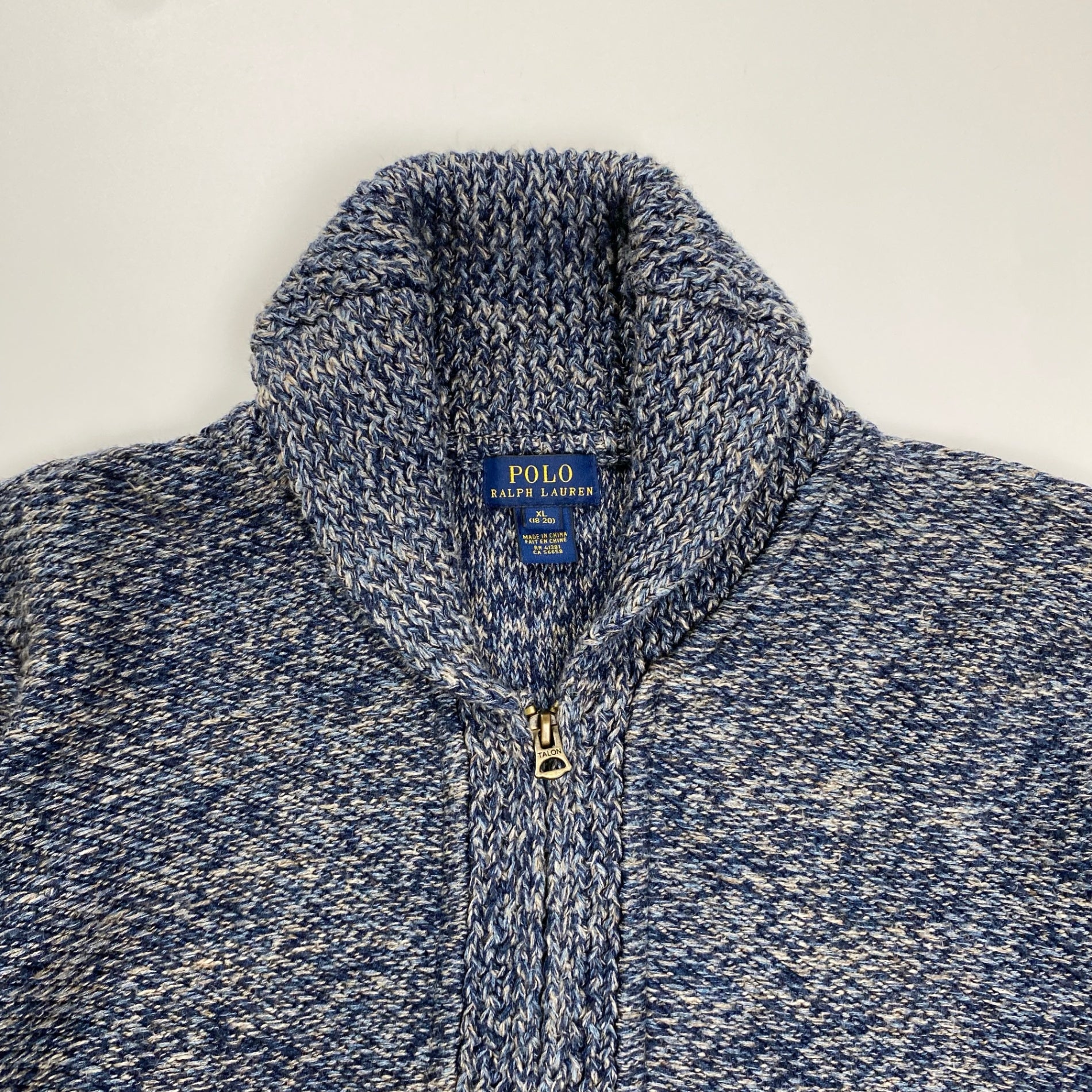 POLO RALPH LAUREN ポロ ラルフローレン / ショールカラー ケーブルニット ジャケット ヨーロッパ限定 参考定価：35,000程度 SIZE:XL(170cm)