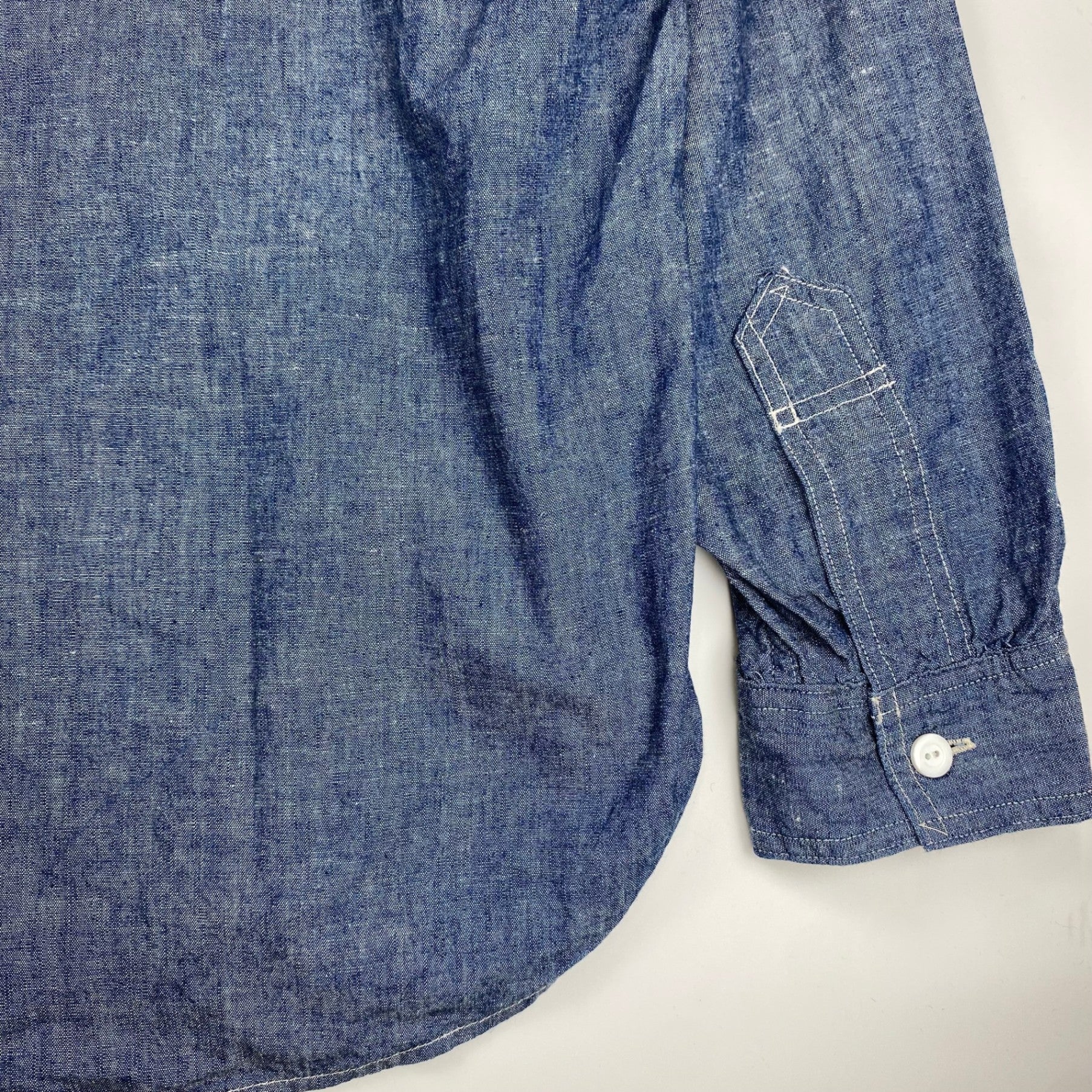 【極美品・タグ付】 POST OʼALLS ポストオーバーオールズ / POST NO.1 SHIRT classic chambray  チンストラップ ギャザー 参考定価：29,000+tax