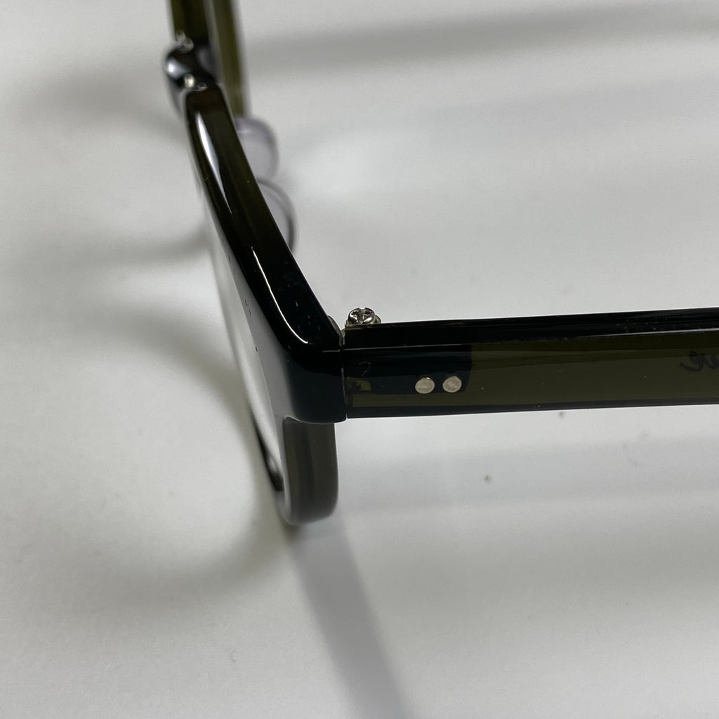 金子眼鏡 × 泰八郎謹製 【手造】シリーズ / EXCLUSIVE セルロイド ウェリントン ノー芯 カーキ 度なしクリアレンズ入り E-11 参考定価：40,000程度