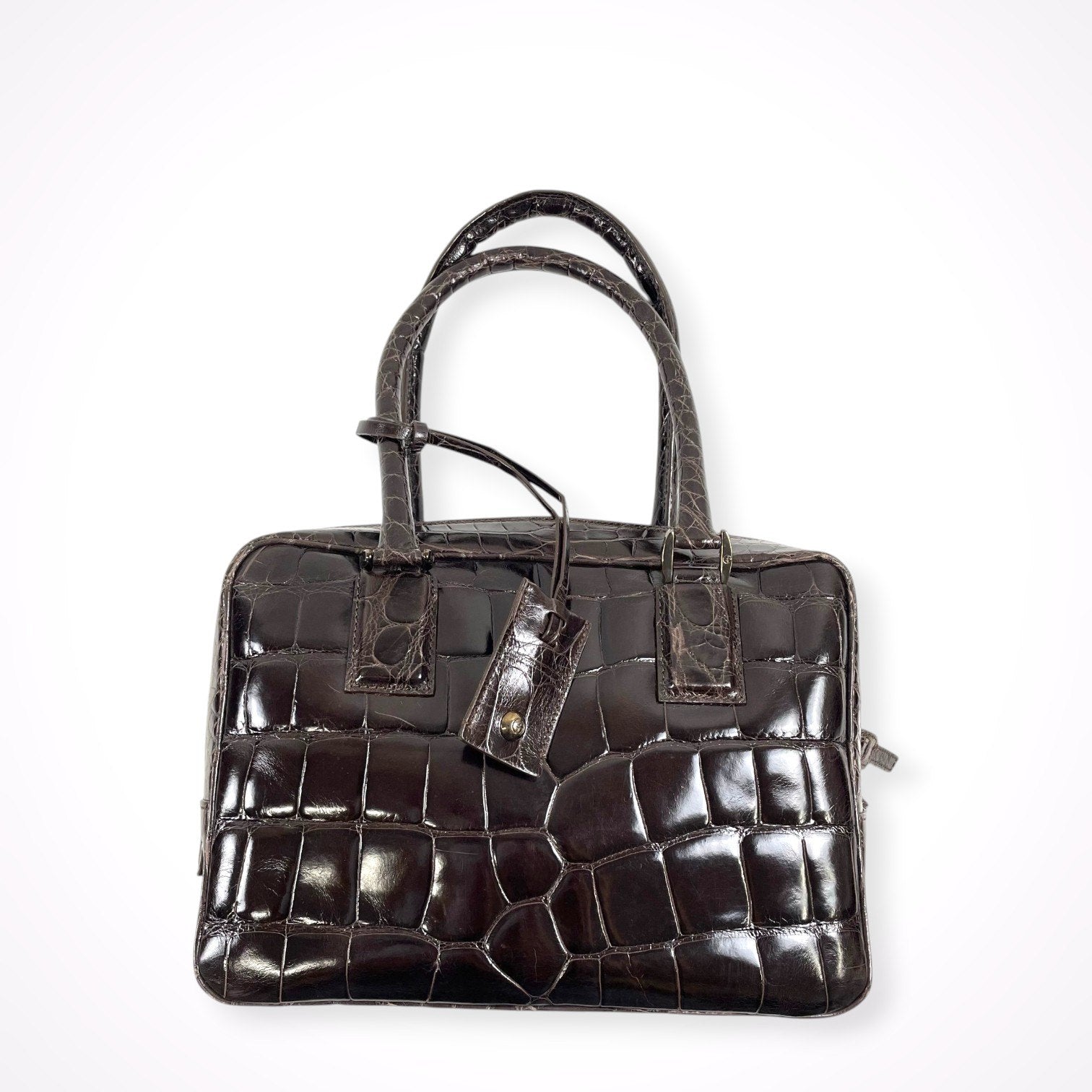 GIORGIO ARMANI / 90-00s ヴィンテージ クロコ型押しハンドバッグ 参考定価：400,000程度