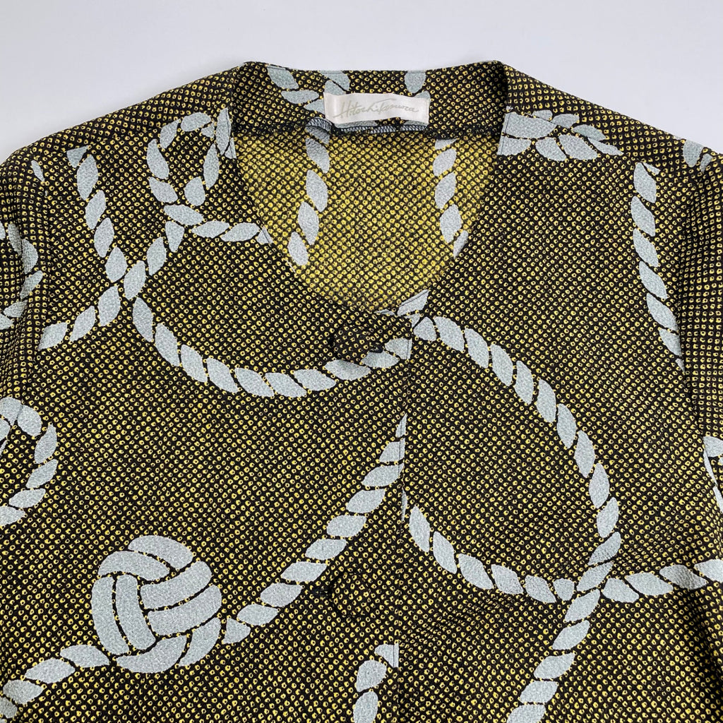 詩仙堂 Hitoshi Tamura / ロープ柄 しめ縄 ちりめん ノーカラージャケット 参考定価：30,000程度 SIZE:FREE