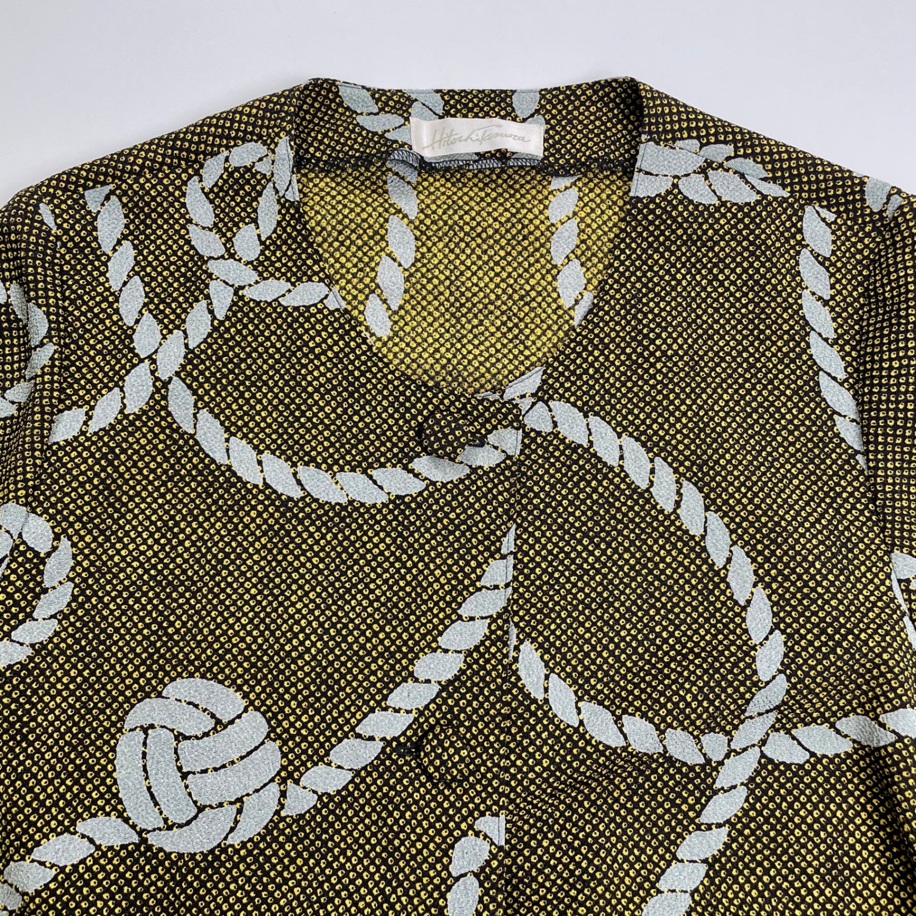 詩仙堂 Hitoshi Tamura / ロープ柄 しめ縄 ちりめん ノーカラージャケット 参考定価：30,000程度 SIZE:FREE