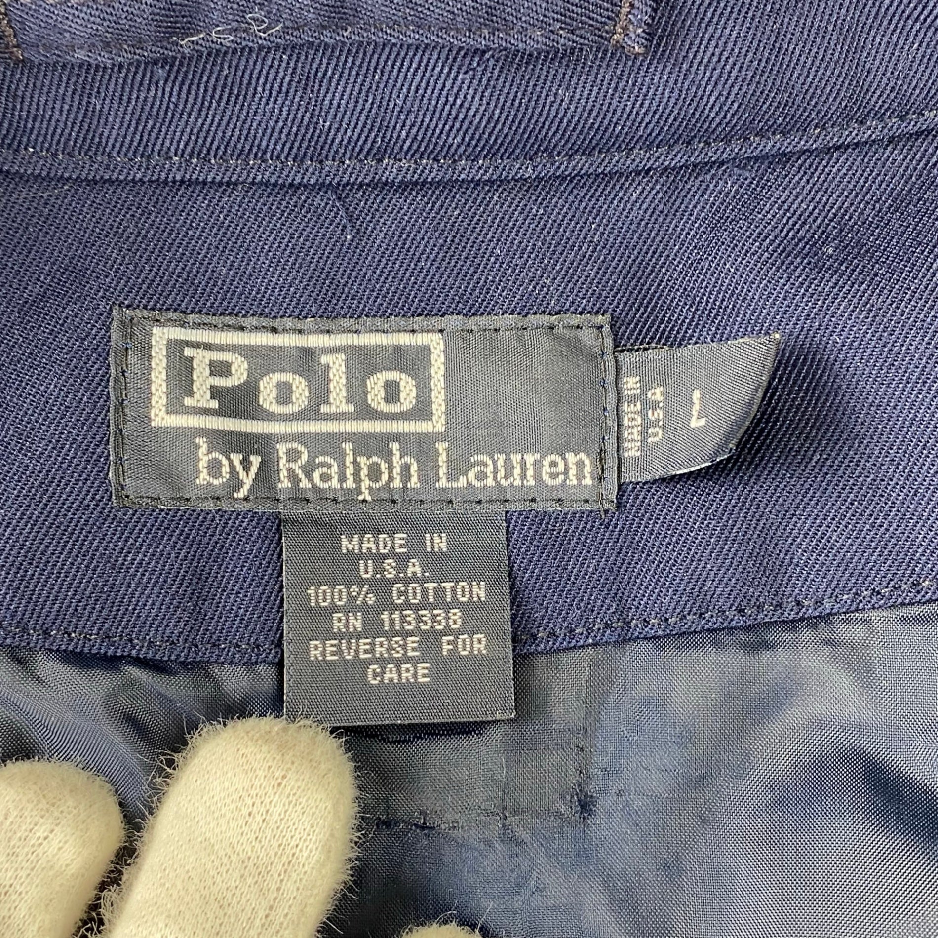 90s USA製 Polo by Ralph Lauren ポロバイラルフローレン / コットンギャバジン スウィングトップ エポレット付 SIZE:L