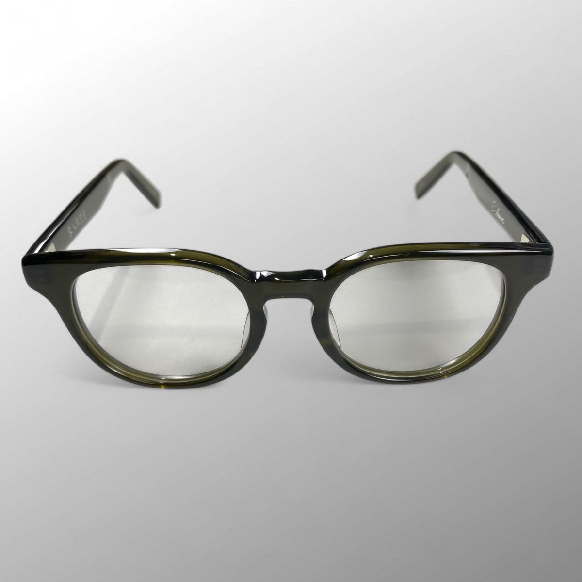 金子眼鏡 × 泰八郎謹製 【手造】シリーズ / EXCLUSIVE セルロイド ウェリントン ノー芯 カーキ 度なしクリアレンズ入り E-11 参考定価：40,000程度