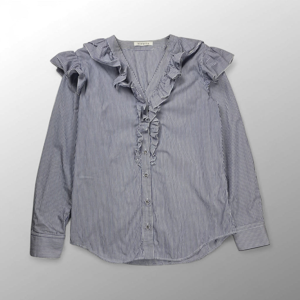 VIVETTA ヴィヴェッタ / フリルストライプシャツ ブラウス 参考定価：50,000程度 SIZE：44