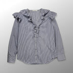 VIVETTA ヴィヴェッタ / フリルストライプシャツ ブラウス 参考定価：50,000程度 SIZE：44