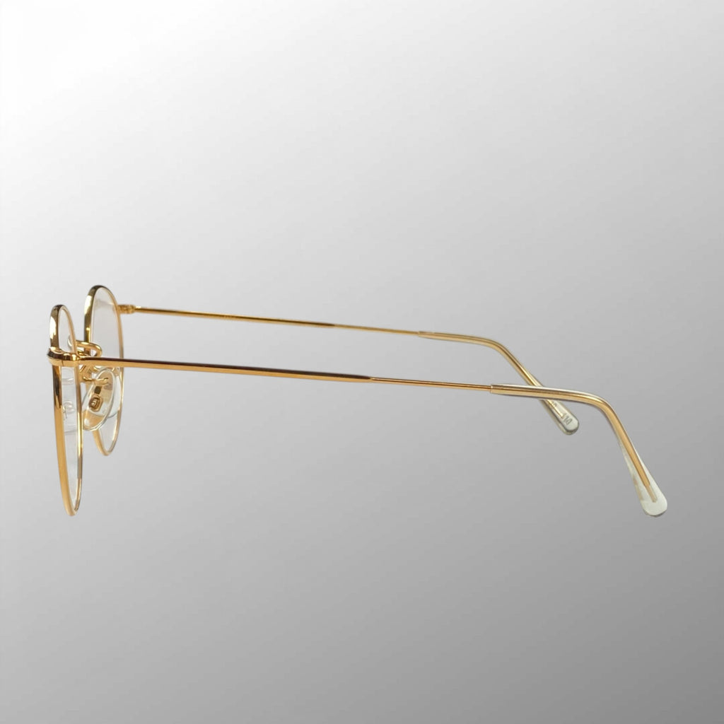 【70年代 デッドストック】 Hilton Classic ヒルトン クラシック / PANTO パント型 アイウェア 伊達メガネ デモレンズ入 K14 ロールドゴールド SIZE:49-20 111