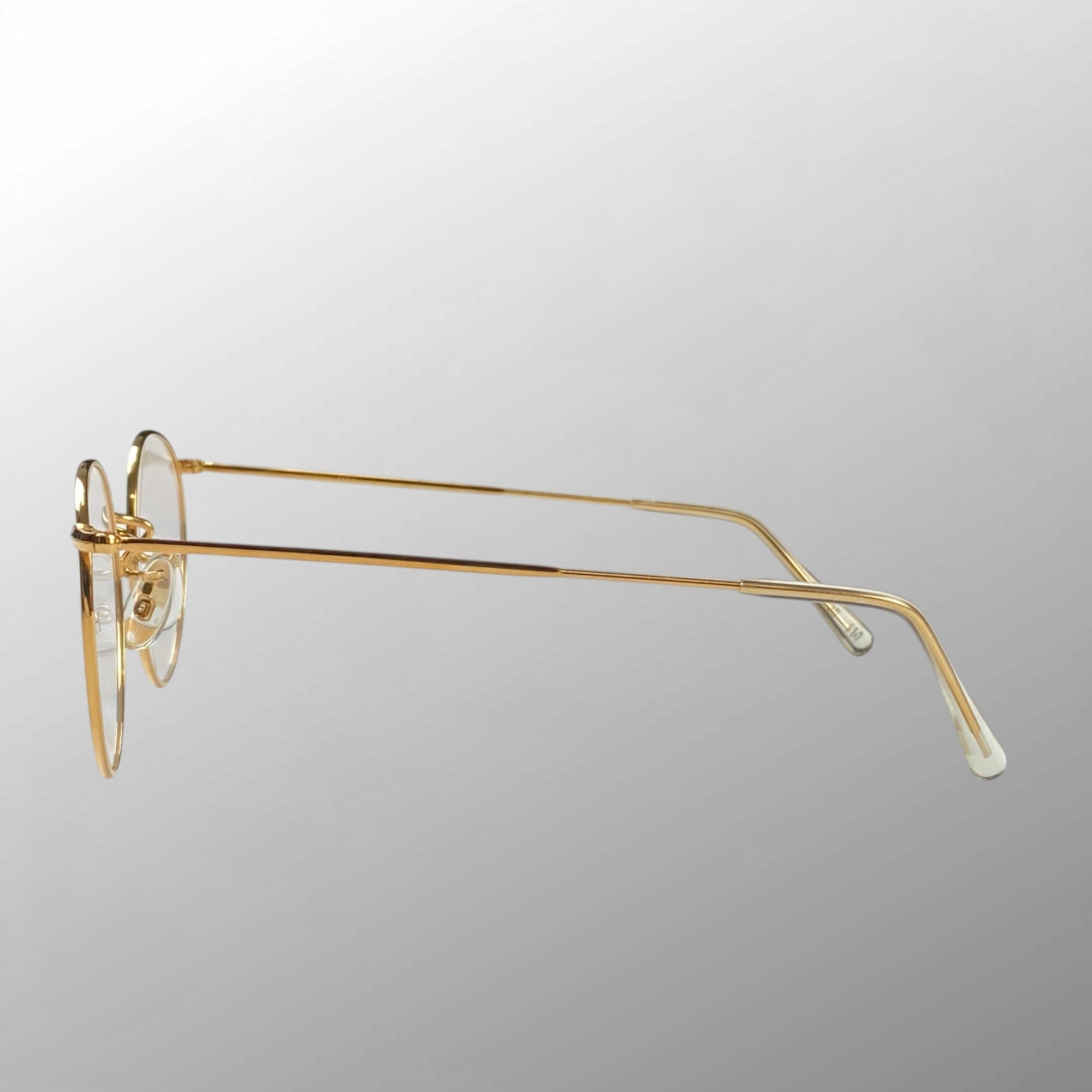 【70年代 デッドストック】 Hilton Classic ヒルトン クラシック / PANTO パント型 アイウェア 伊達メガネ デモレンズ入 K14 ロールドゴールド SIZE:49-20 111