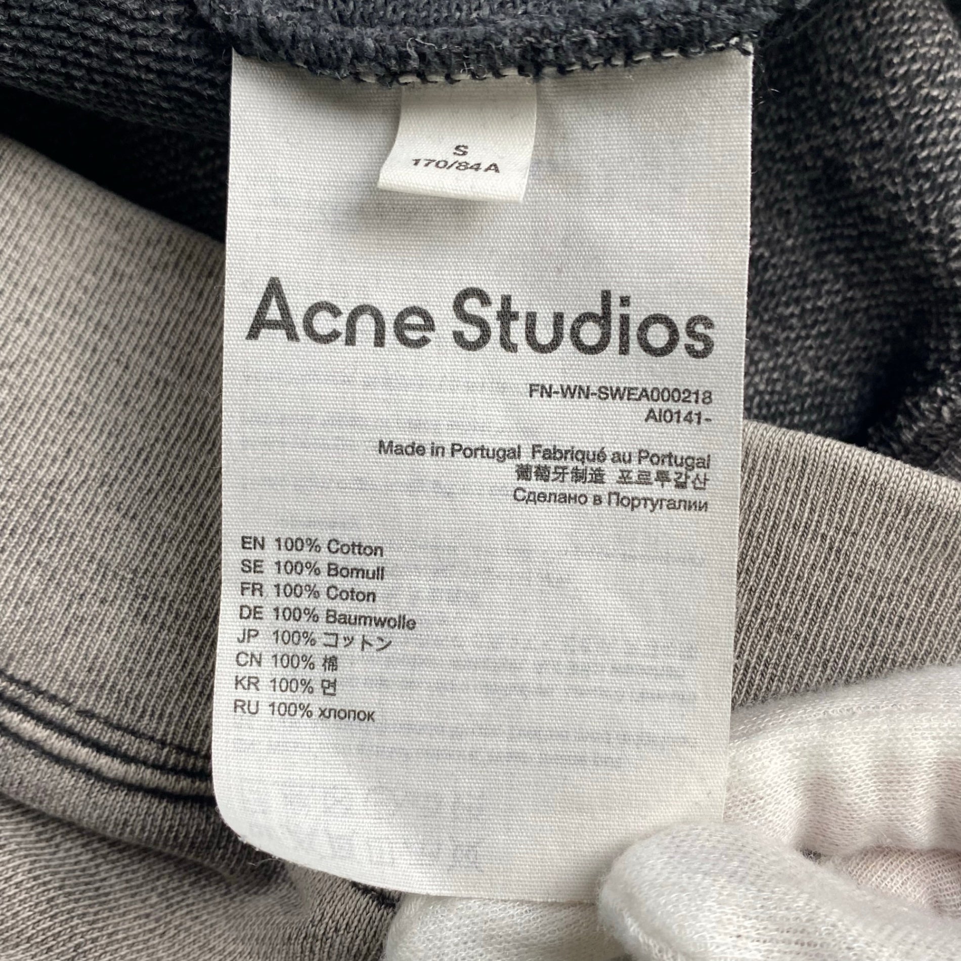 【タグ付】 Acne Studios アクネストゥディオズ / Blurred Logo Sweatshirt 短丈 スウェット ロゴ Faded Grey 23AW 参考定価：59,000+tax SIZE:S