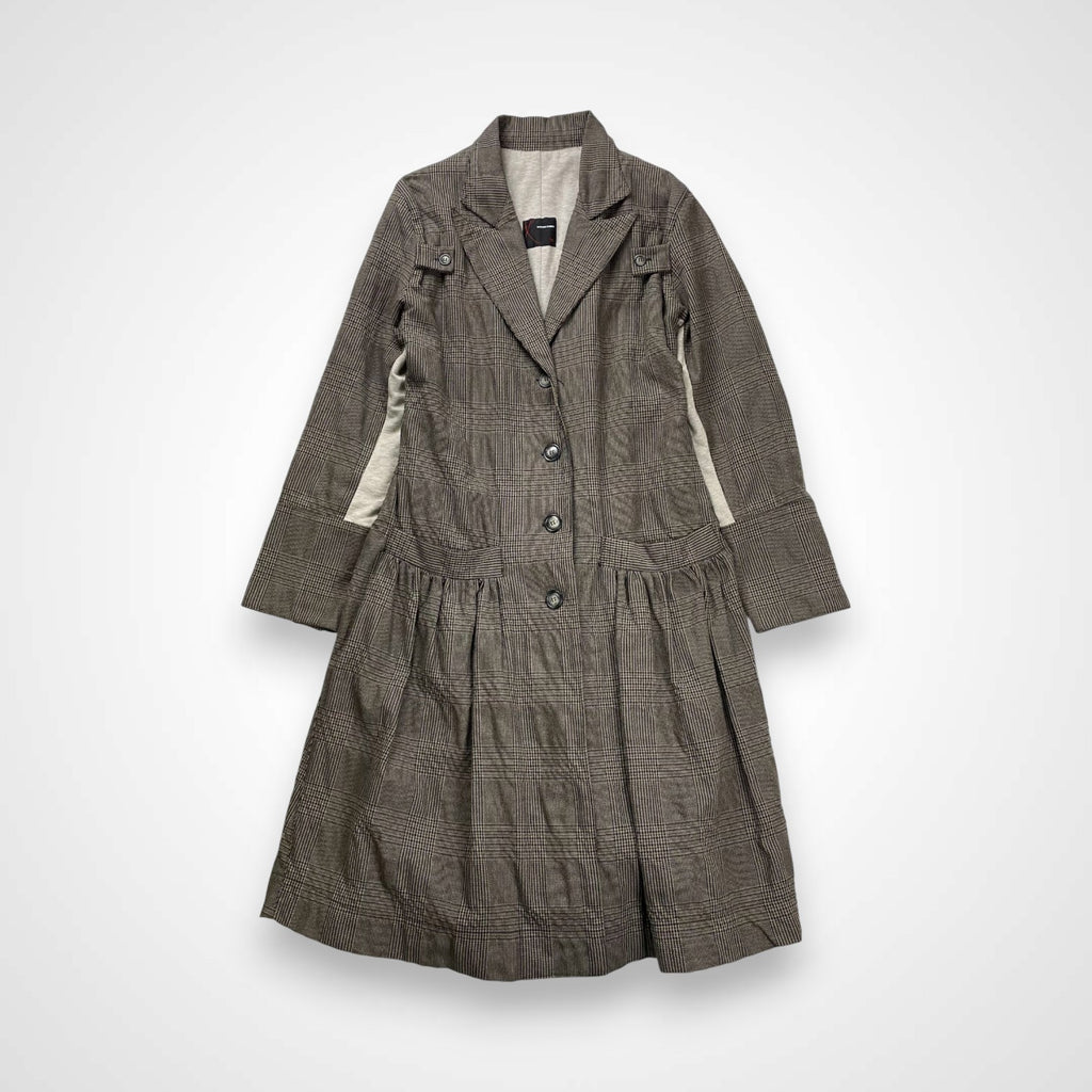 MIRIAM PONSA ミリアム ポンサ / 切替スウェット切替 グレンチェックコート 参考定価：50,000程度 SIZE:34