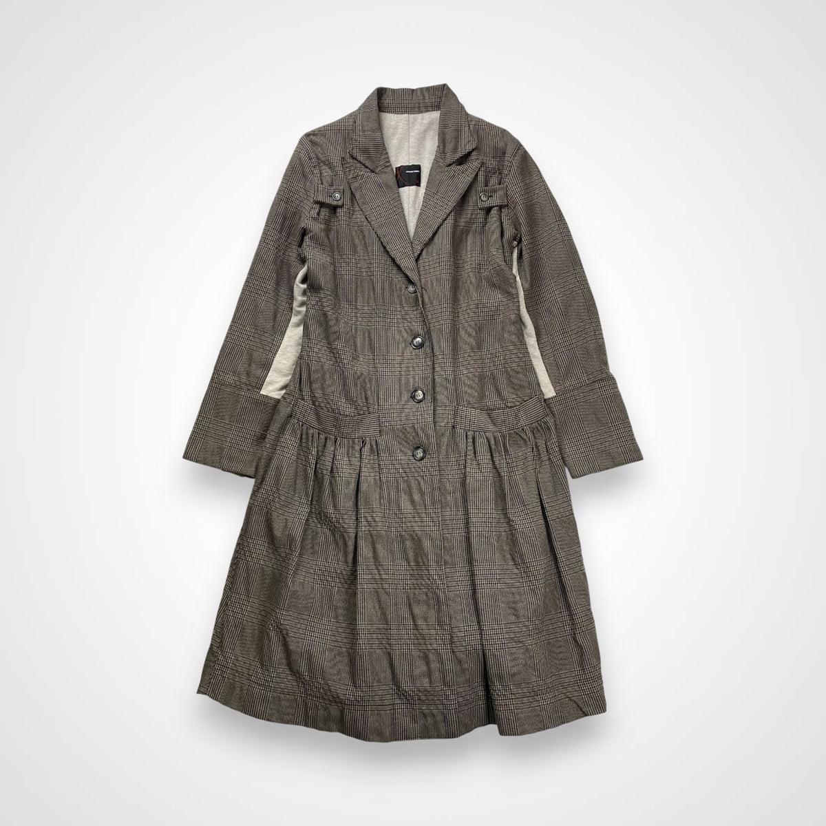 MIRIAM PONSA ミリアム ポンサ / 切替スウェット切替 グレンチェックコート 参考定価：50,000程度 SIZE:34